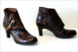 Bottines Boots Vintage cuir Façon Reptile Cognac T 35 TTBE