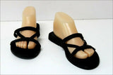 ELIZABETH STUART Tongs Tout Cuir Strass Noirs T 38 TBE