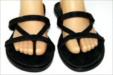 ELIZABETH STUART Tongs Tout Cuir Strass Noirs T 38 TBE
