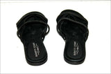 ELIZABETH STUART Tongs Tout Cuir Strass Noirs T 38 TBE