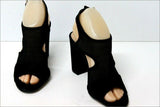 MINELLI Escarpins ouverts Velours et Textile Ajouré Noir T 37 TBE