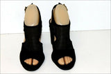 MINELLI Escarpins ouverts Velours et Textile Ajouré Noir T 37 TBE