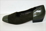 JB MARTIN Escarpins Vintage Tout Cuir et Daim Vert Chasse T 3 / 35.5 TBE