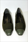 JB MARTIN Escarpins Vintage Tout Cuir et Daim Vert Chasse T 3 / 35.5 TBE