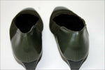 JB MARTIN Escarpins Vintage Tout Cuir et Daim Vert Chasse T 3 / 35.5 TBE