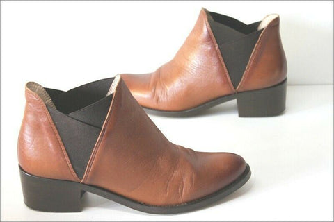 SAN MARINA Boots Cuir Marron Noisette Doublées Cuir T 38 TBE