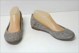 MINELLI Ballerines Velours Gris Strass Doublées Cuir T 37 TBE