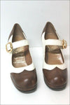 SONATE Escarpins Babies Cuir Bicolore T 4.5 US / 35.5 FR  TBE