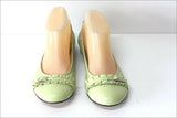 JONAK Ballerines Cuir Vert Amande Petits Talons T 39 TBE