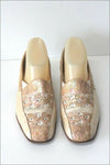 HEYRAUD Escarpins Tout Cuir Vanille Nacré Broderie T 38 BE