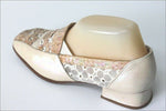 HEYRAUD Escarpins Tout Cuir Vanille Nacré Broderie T 38 BE