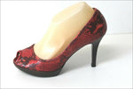 MINELLI Escarpins à Talons Tout Cuir Imprimé Reptile Rouge T 38 TBE