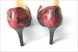MINELLI Escarpins à Talons Tout Cuir Imprimé Reptile Rouge T 38 TBE