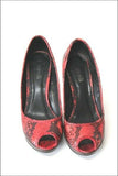 MINELLI Escarpins à Talons Tout Cuir Imprimé Reptile Rouge T 38 TBE