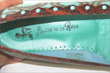 SANCHE DE LA ROSA Ballerines Cuir Turquoise Bijoux Pierres T 37.5 TTBE