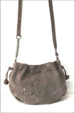 ANDRE Sac Forme bourse Croûte de Cuir Marron Taupe TBE