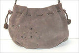 ANDRE Sac Forme bourse Croûte de Cuir Marron Taupe TBE