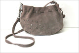 ANDRE Sac Forme bourse Croûte de Cuir Marron Taupe TBE