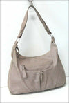 LONGCHAMP Grand Sac Cuir Souple Gris Clair Porté Epaule BE