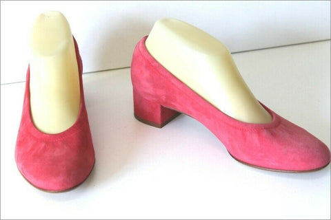 MANFIELD Escarpins Tout Cuir Velours Rose Framboise T 36 TBE