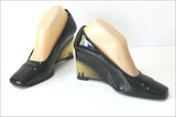 TON PIED MON PIED Paris Escarpins Compensés Cuir Verni Noir T 7 / 37 BE