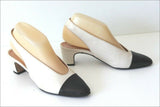 PARALLELE Paris Escarpins Ouverts Tout Cuir Noir et Beige T 4 / 35 TBE