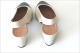 PARALLELE Paris Escarpins Ouverts Tout Cuir Noir et Beige T 4 / 35 TBE