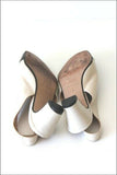 PARALLELE Paris Escarpins Ouverts Tout Cuir Noir et Beige T 4 / 35 TBE