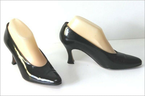 JB MARTIN Escarpins à Talons Tout Cuir Verni Noir T 4.5 / 38 TBE