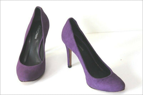 COSMOPARIS Escarpins Tout Cuir Velours Violet Talons Fins T 36 TBE