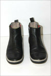 DESIGUAL Bottines Boots Cuir Noir Bandes Elastiquées Imprimées T 36 TBE