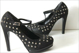 LUDOVICO Escarpins Simili Daim Clouté Noir Brides T 38 TBE