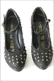 LUDOVICO Escarpins Simili Daim Clouté Noir Brides T 38 TBE