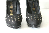 LUDOVICO Escarpins Simili Daim Clouté Noir Brides T 38 TBE