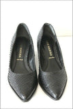 SAN MARINA Escarpins Cuir Façon Reptile Noir T 36 TBE