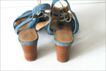 MINELLI Sandales Tout Cuir Peau Bleu Jean Cordelettes T 39 TBE