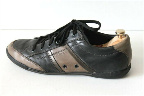 GEOX Tennis Cuir  Bicolore Marron Taupe et Noir T 45 TBE