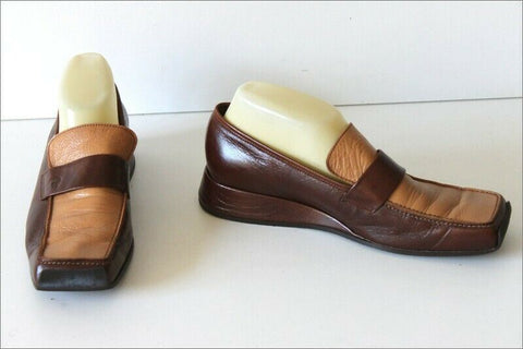 STEPHANE GONTARD Mocassins Cuir Bicolore Doublés Cuir T 39.5 TBE