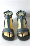 SAN MARINA Sandales Cuir  Bleu Jean Doublées Cuir T 37 TTBE