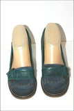KICKERS Mocassins à Talons Croûte de Cuir Bleu et Vert T 36   ETAT NEUF