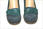 KICKERS Mocassins à Talons Croûte de Cuir Bleu et Vert T 36   ETAT NEUF