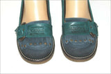 KICKERS Mocassins à Talons Croûte de Cuir Bleu et Vert T 36   ETAT NEUF