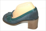 KICKERS Mocassins à Talons Croûte de Cuir Bleu et Vert T 36   ETAT NEUF