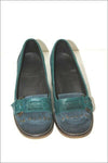 KICKERS Mocassins à Talons Croûte de Cuir Bleu et Vert T 36   ETAT NEUF