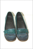 KICKERS Mocassins à Talons Croûte de Cuir Bleu et Vert T 36   ETAT NEUF