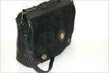 Sac Forme Cartable Vintage Simili  Cuir Noir  Bandoulière TBE