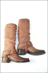 VIC MATIE Bottes Cavalières  Cuir plissé Marron T35 TTBE