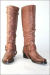 VIC MATIE Bottes Cavalières  Cuir plissé Marron T35 TTBE