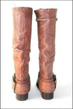 VIC MATIE Bottes Cavalières  Cuir plissé Marron T35 TTBE