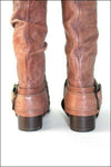 VIC MATIE Bottes Cavalières  Cuir plissé Marron T35 TTBE